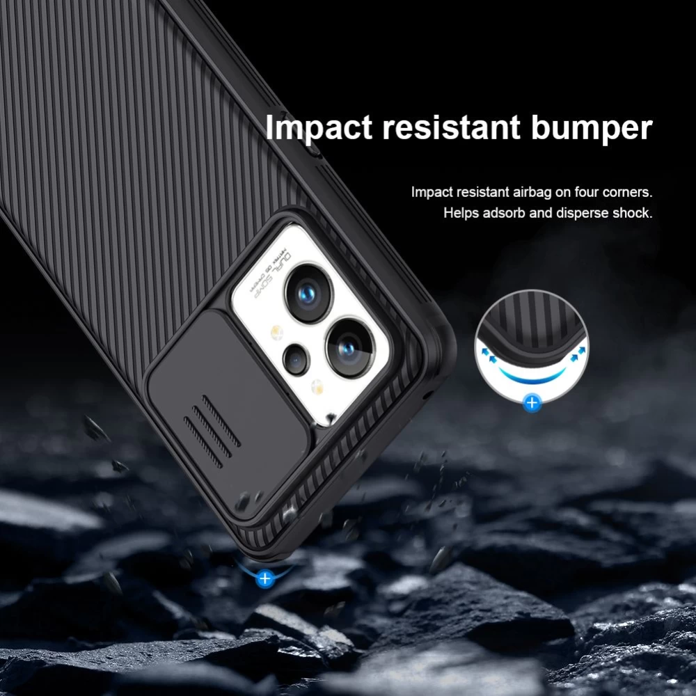 Oppo Realme GT2 Pro ümbris must Nillkin CamShield