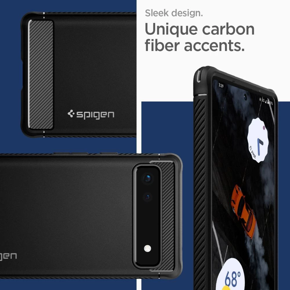 Google Pixel 6A case black SPIGEN Rugged Armor