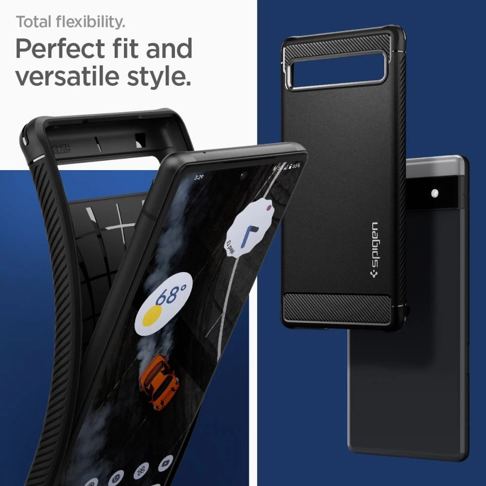 Google Pixel 6A case black SPIGEN Rugged Armor