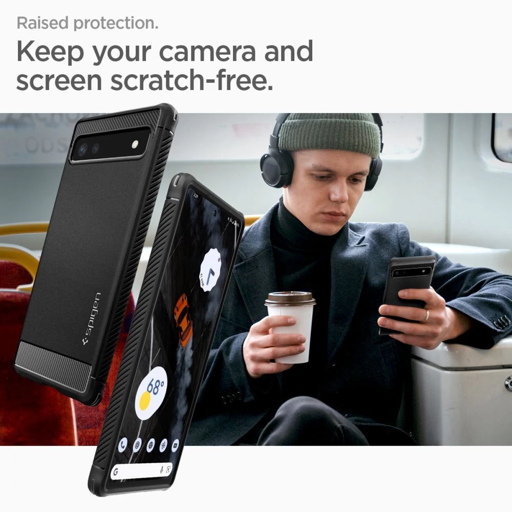 Google Pixel 6A case black SPIGEN Rugged Armor