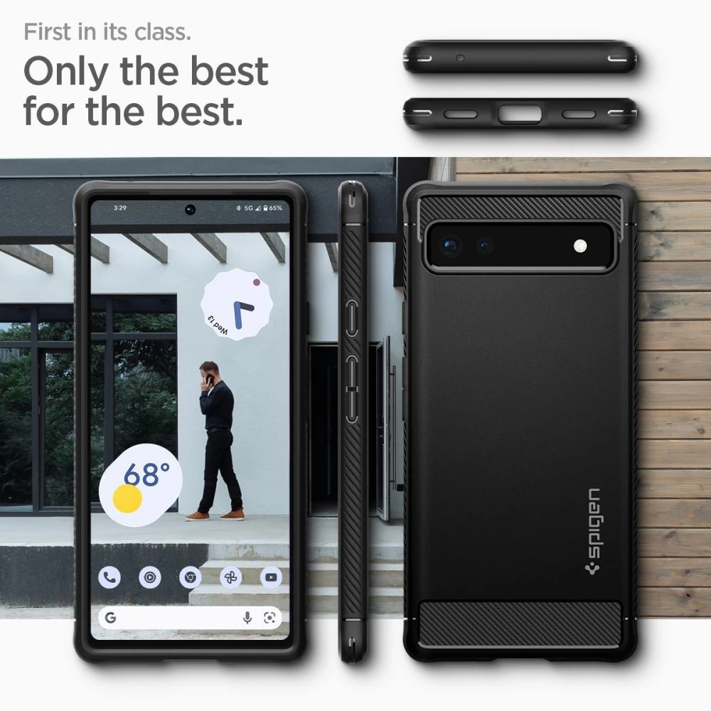 Google Pixel 6A case black SPIGEN Rugged Armor