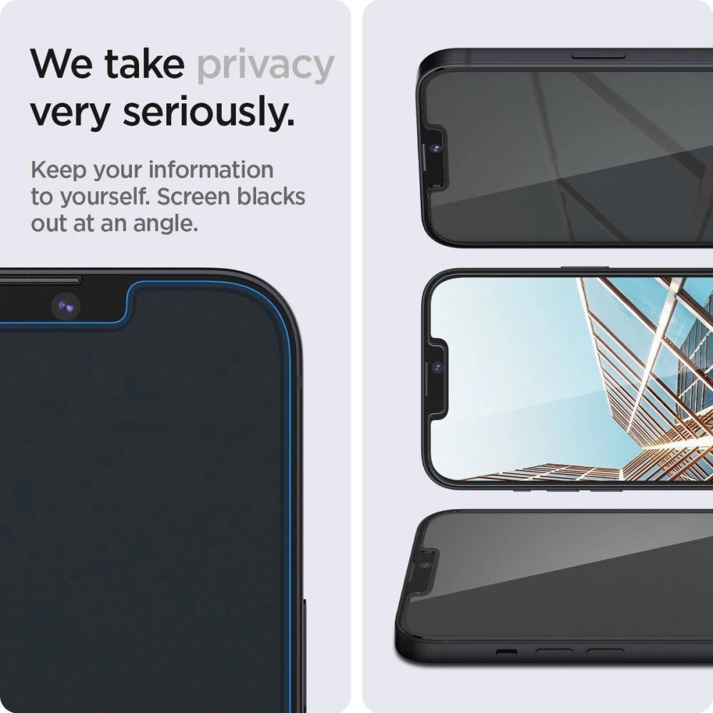 Apple iPhone 14 apsauginis stiklas  SPIGEN GLAS.TR ”EZ FIT” PRIVACY 2-PACK