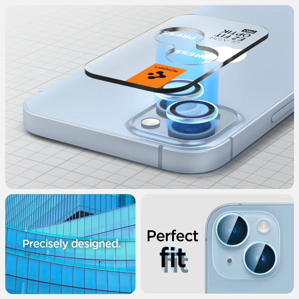 Apple iPhone 14 aizsargstikls zils SPIGEN OPTIK.TR EZ FIT CAMERA PROTECTOR (2-pack)