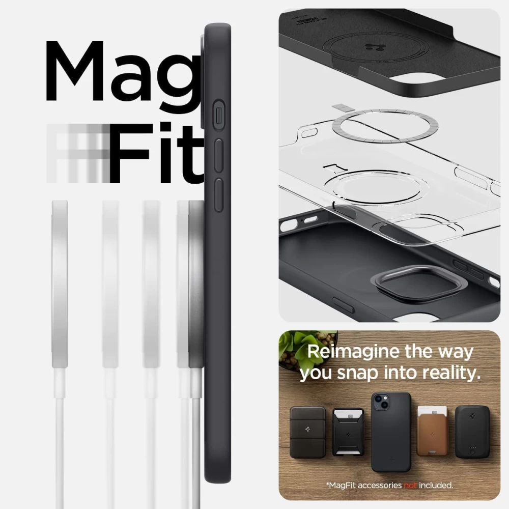 Apple iPhone 14 vāciņš melns SPIGEN SILICONE FIT MAG MAGSAFE