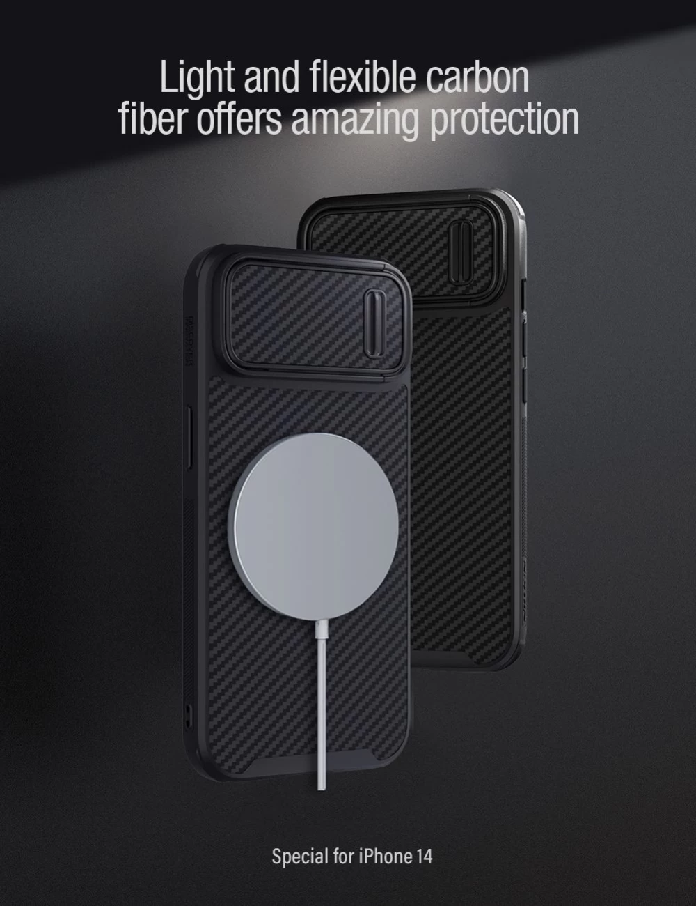 Apple iPhone 14 case black Nillkin Synthetic Fiber S Magnetic