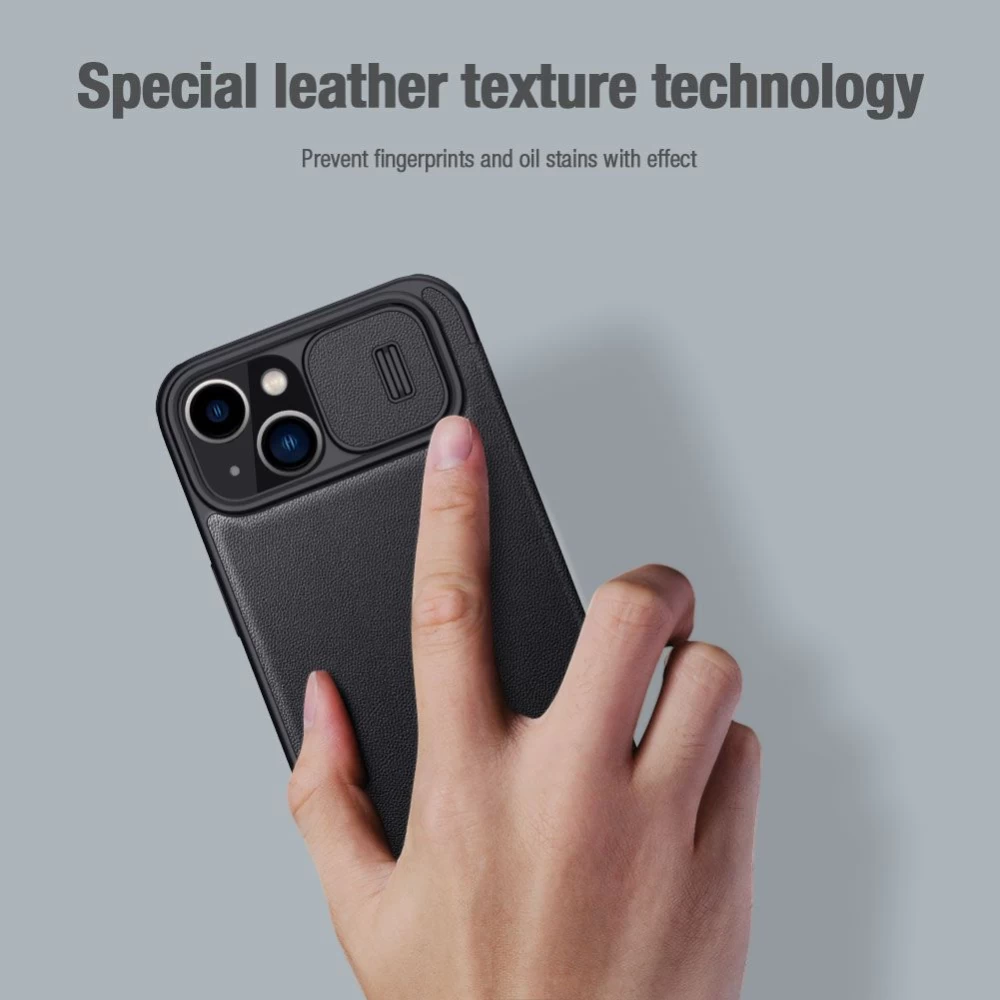 Apple iPhone 14 case green Nillkin Qin Pro Leather (Plain Version)