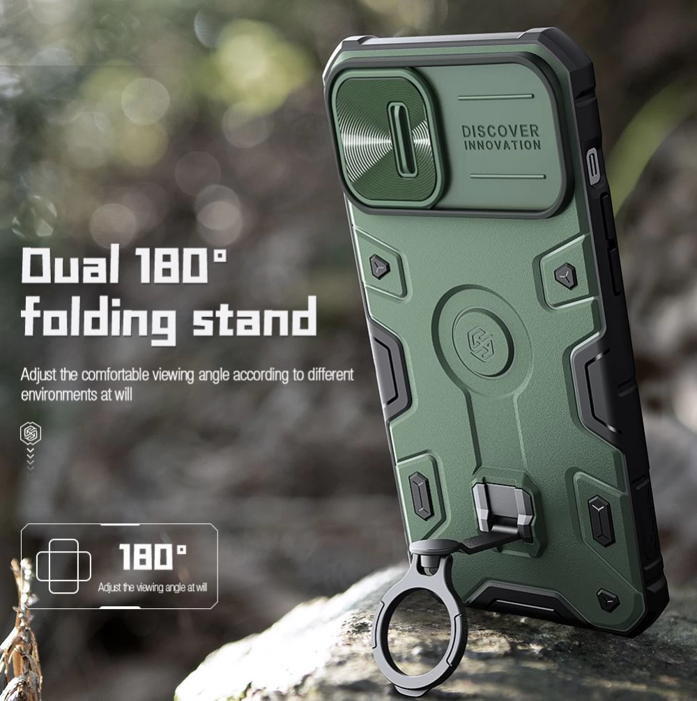 Apple iPhone 14 case green Nillkin CamShield Armor Pro Magnetic