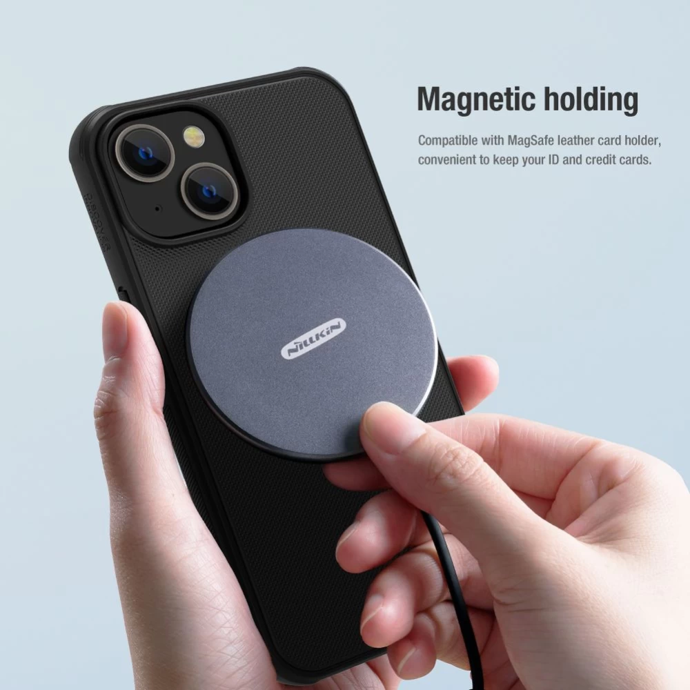 Apple iPhone 14 чехол синий Nillkin Super Frosted Shield Magnetic