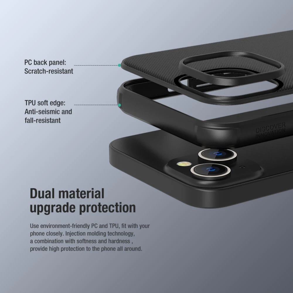 Apple iPhone 14 чехол синий Nillkin Super Frosted Shield Magnetic
