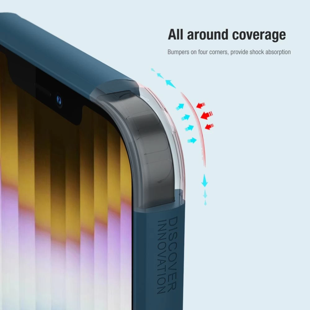 Apple iPhone 14 чехол синий Nillkin Super Frosted Shield Magnetic