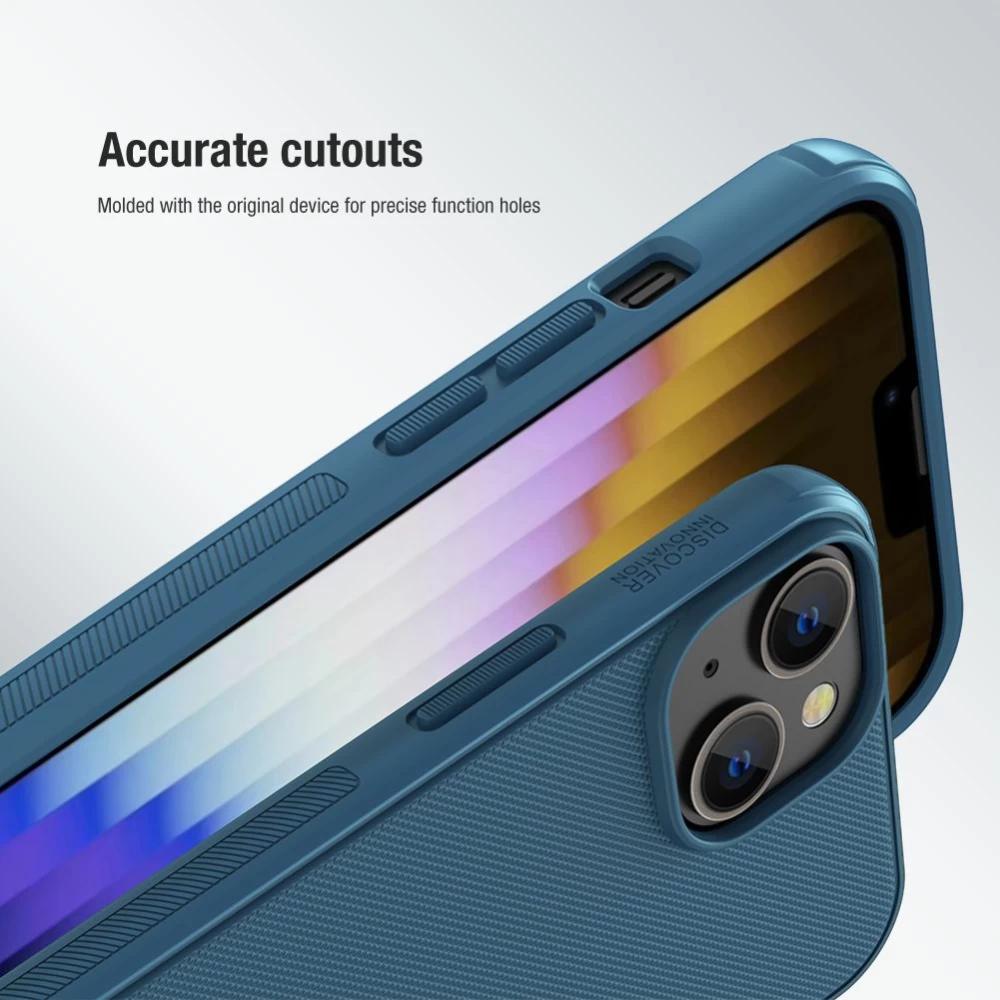 Apple iPhone 14 чехол синий Nillkin Super Frosted Shield Magnetic