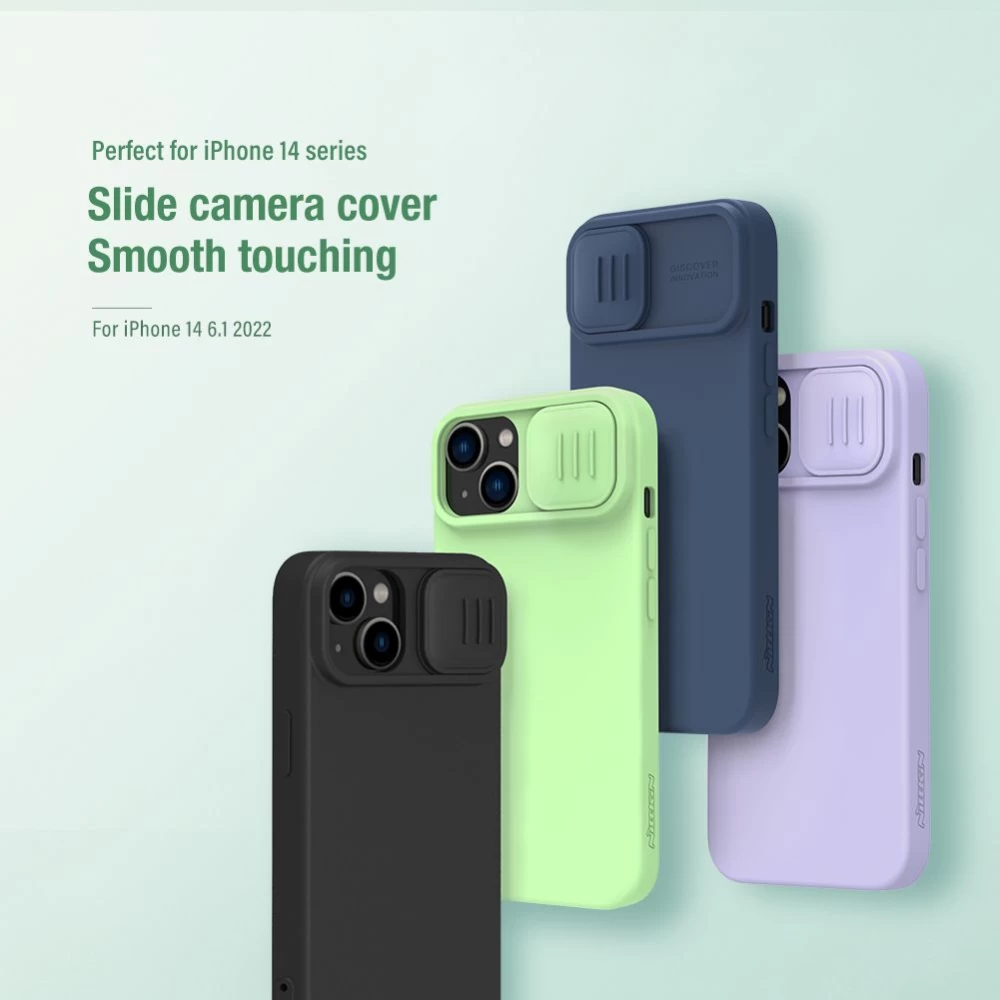 Apple iPhone 14 case blue Nillkin CamShield Silky Silicon