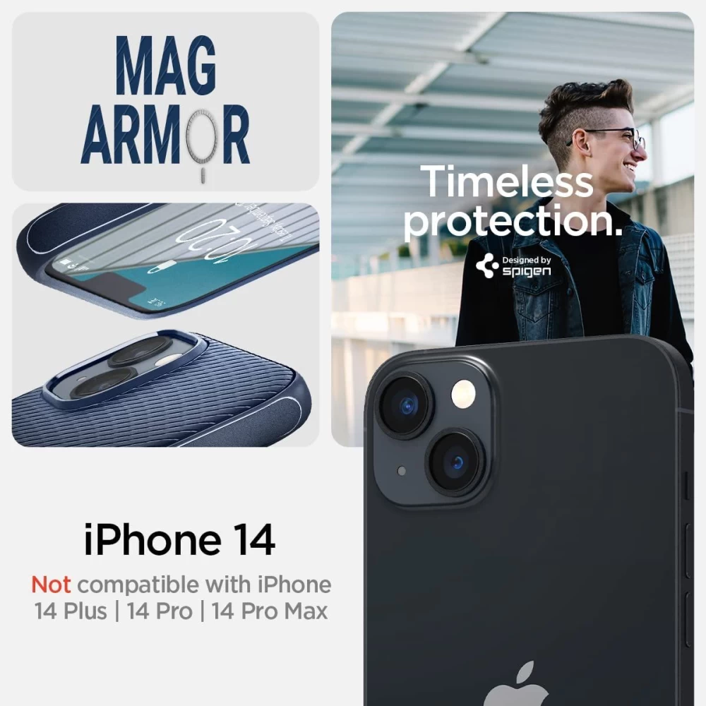 Apple iPhone 14 case blue SPIGEN MAG ARMOR