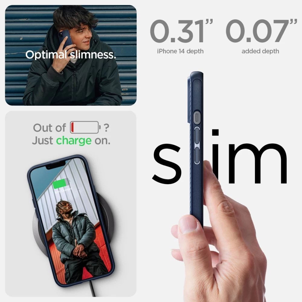 Apple iPhone 14 case blue SPIGEN MAG ARMOR