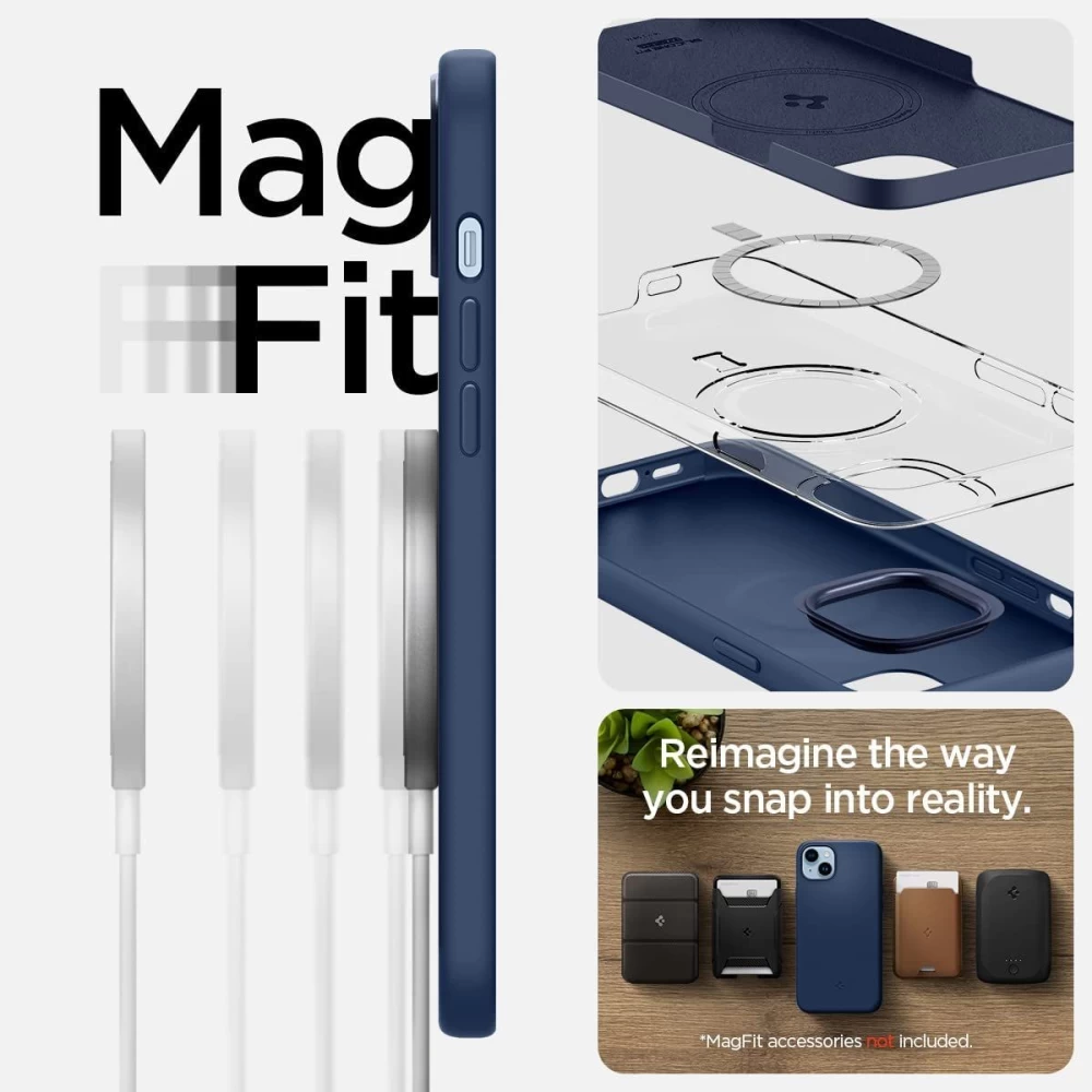 Apple iPhone 14 case blue SPIGEN SILICONE FIT MAG MAGSAFE