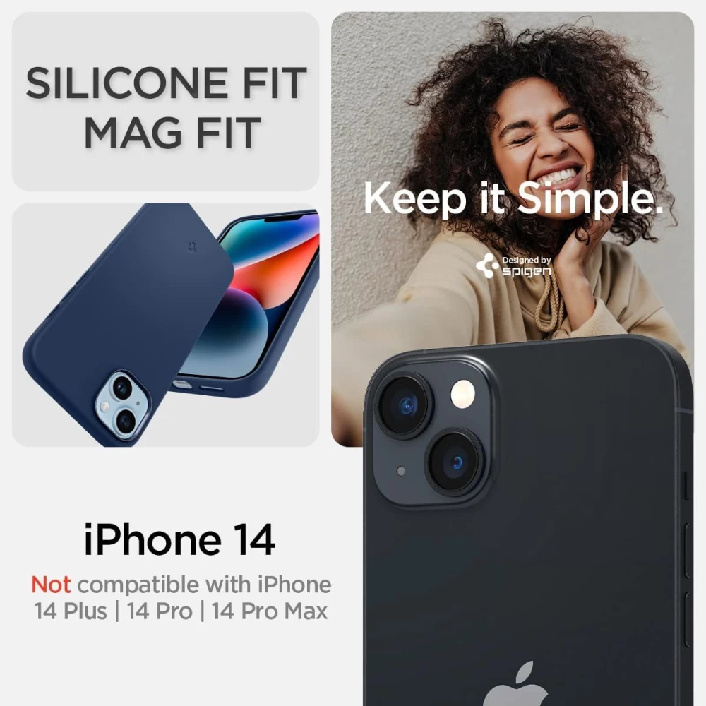 Apple iPhone 14 case blue SPIGEN SILICONE FIT MAG MAGSAFE