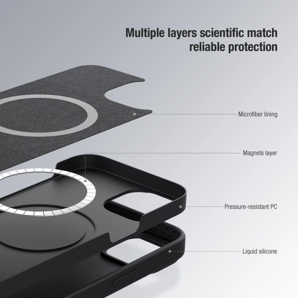 Apple iPhone 14 dėklas mėlyna Nillkin CamShield Silky Magnetic Silicon