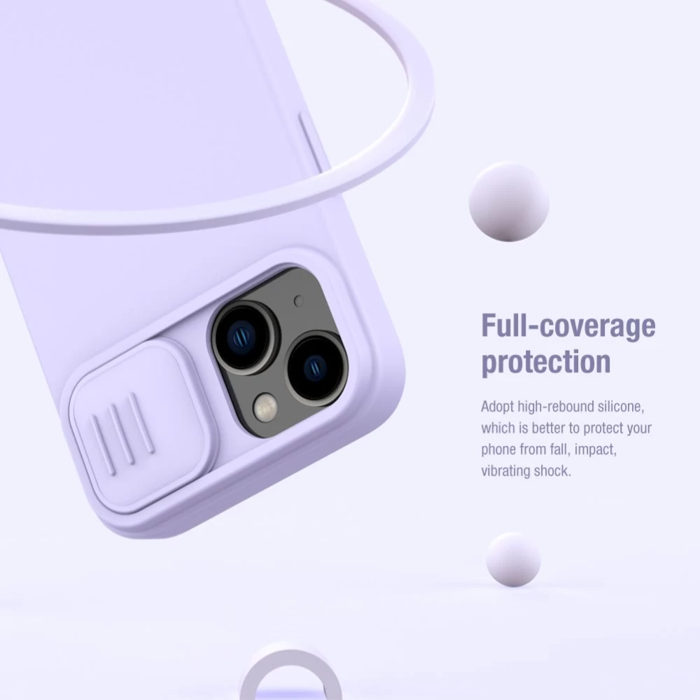 Apple iPhone 14 dėklas mėlyna Nillkin CamShield Silky Magnetic Silicon