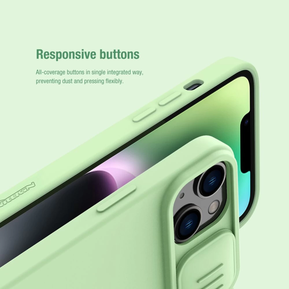 Apple iPhone 14 dėklas mėlyna Nillkin CamShield Silky Magnetic Silicon