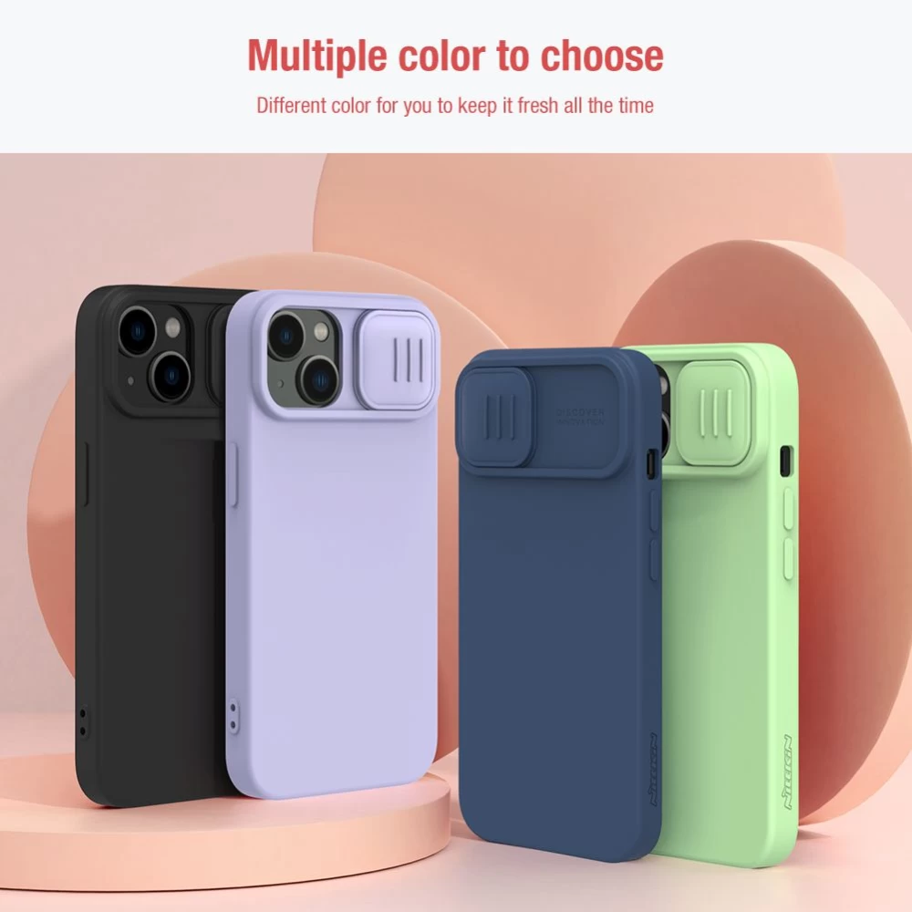 Apple iPhone 14 dėklas mėlyna Nillkin CamShield Silky Magnetic Silicon