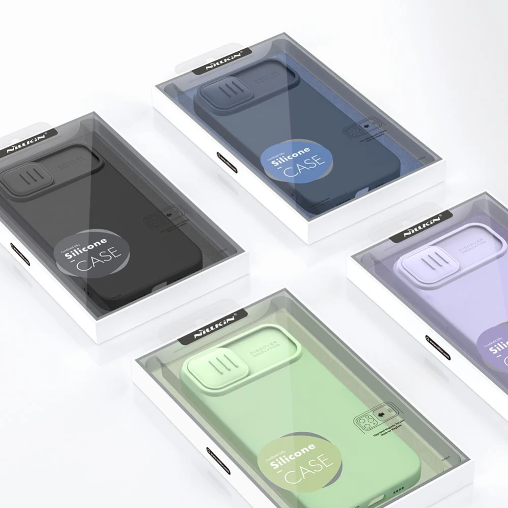 Apple iPhone 14 dėklas mėlyna Nillkin CamShield Silky Magnetic Silicon