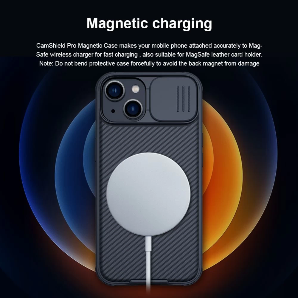 Apple iPhone 14 case blue Nillkin CamShield Pro Magnetic
