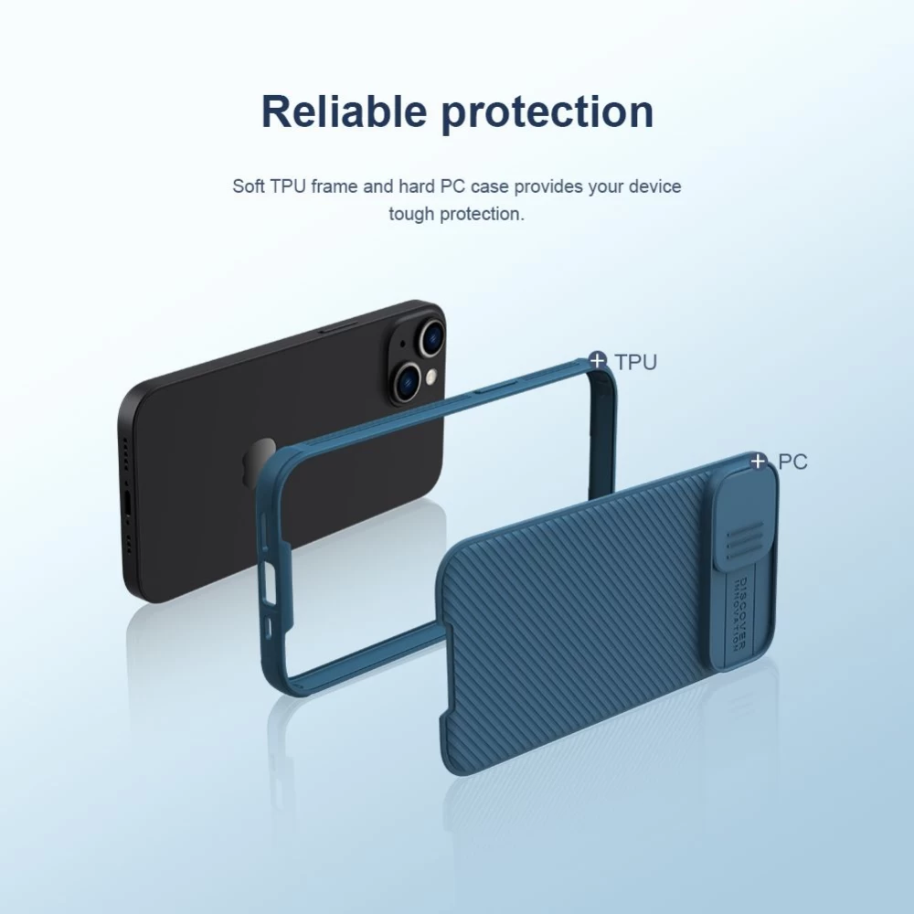 Apple iPhone 14 case blue Nillkin CamShield Pro Magnetic