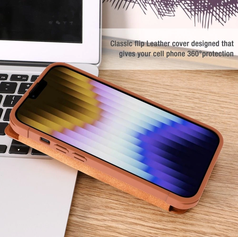Apple iPhone 14 Plus чехол коричневый Nillkin Qin Pro Leather