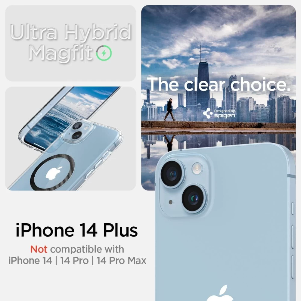 Apple iPhone 14 Plus suojakuori läpinäkyvä SPIGEN ULTRA HYBRID MAG MAGSAFE