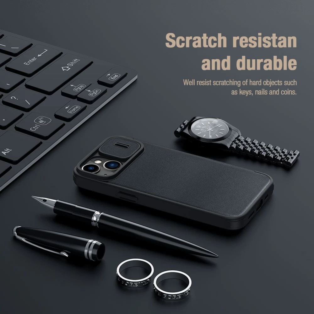 Apple iPhone 14 Plus kaaned roheline Nillkin Qin Pro Leather (Plain Version)