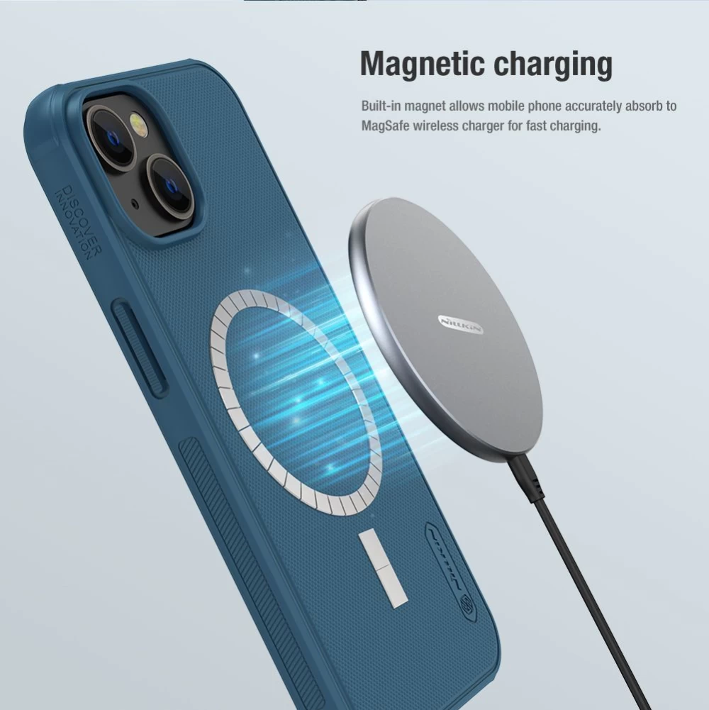Apple iPhone 14 Plus ümbris sinine Nillkin Super Frosted Shield Magnetic
