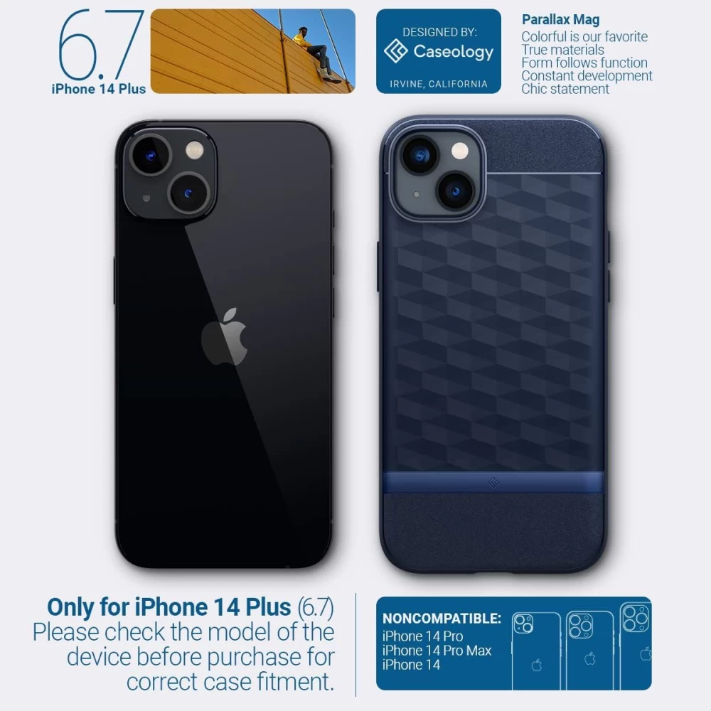 Apple iPhone 14 Plus case blue CASEOLOGY Parallax Mag Magsafe