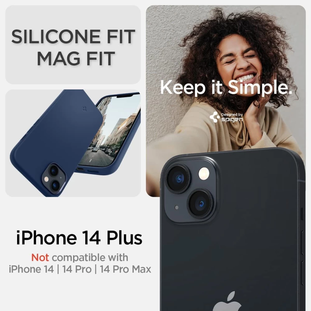 Apple iPhone 14 Plus case blue SPIGEN SILICONE FIT MAG MAGSAFE