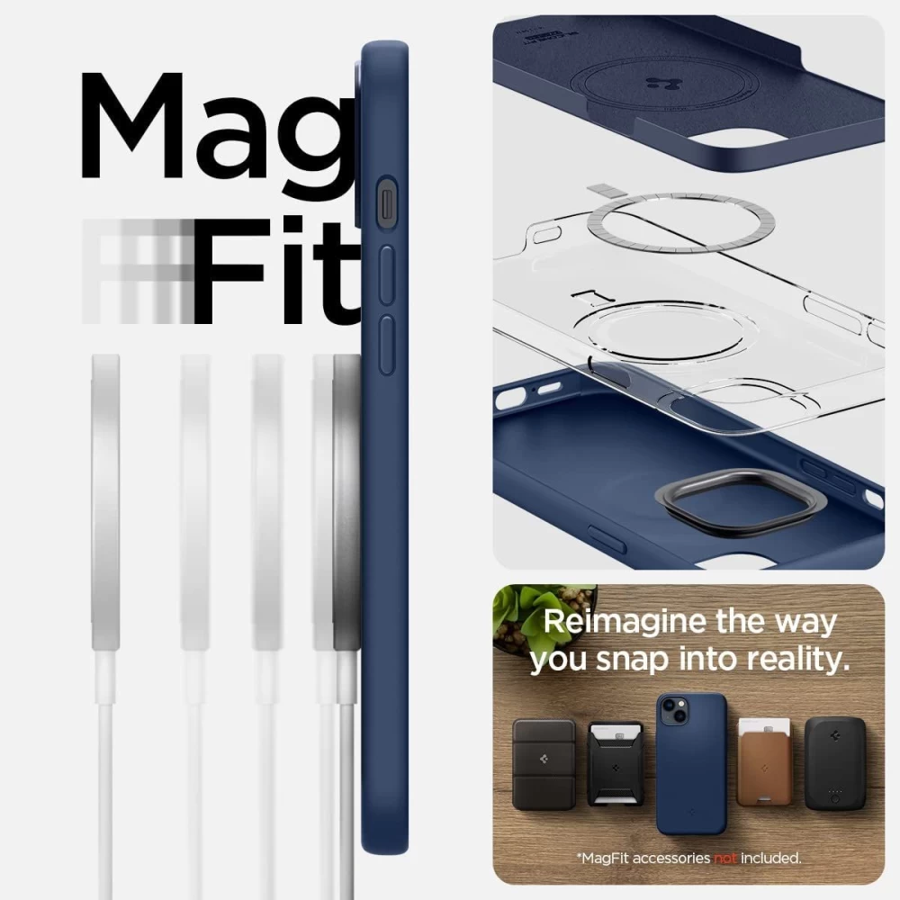 Apple iPhone 14 Plus case blue SPIGEN SILICONE FIT MAG MAGSAFE