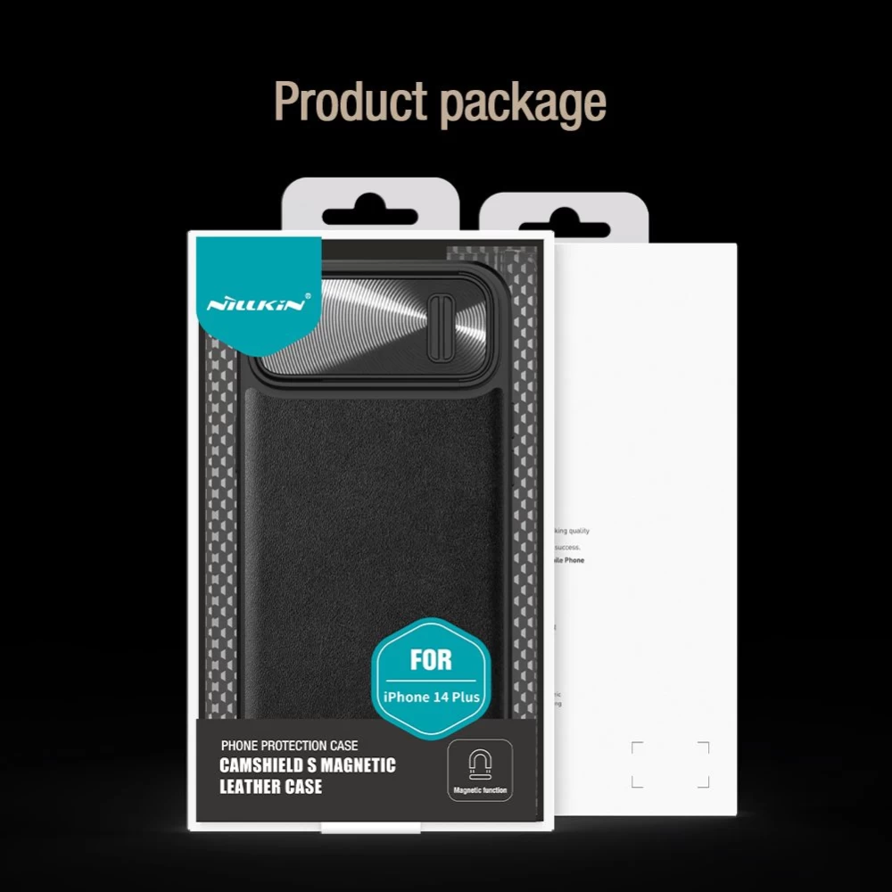 Apple iPhone 14 Plus ümbris sinine Nillkin CamShield Leather S Magnetic