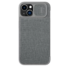 Apple iPhone 14 Plus case gray Nillkin Qin Pro Leather (Cloth Version)