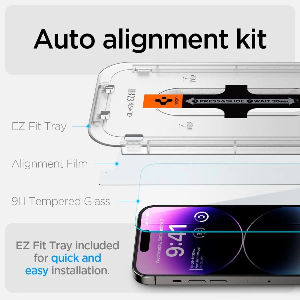 Apple iPhone 14 Pro Max skärmskydd  SPIGEN GLAS.TR EZ FIT (2-pack)