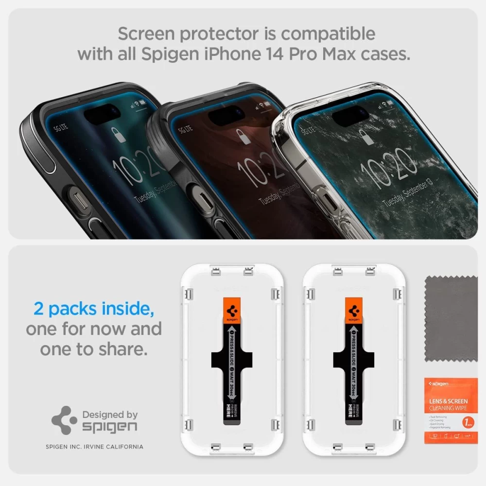 Apple iPhone 14 Pro Max skärmskydd  SPIGEN GLAS.TR EZ FIT (2-pack)