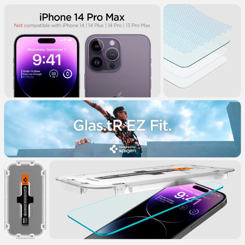 Apple iPhone 14 Pro Max skärmskydd  SPIGEN GLAS.TR EZ FIT (2-pack)