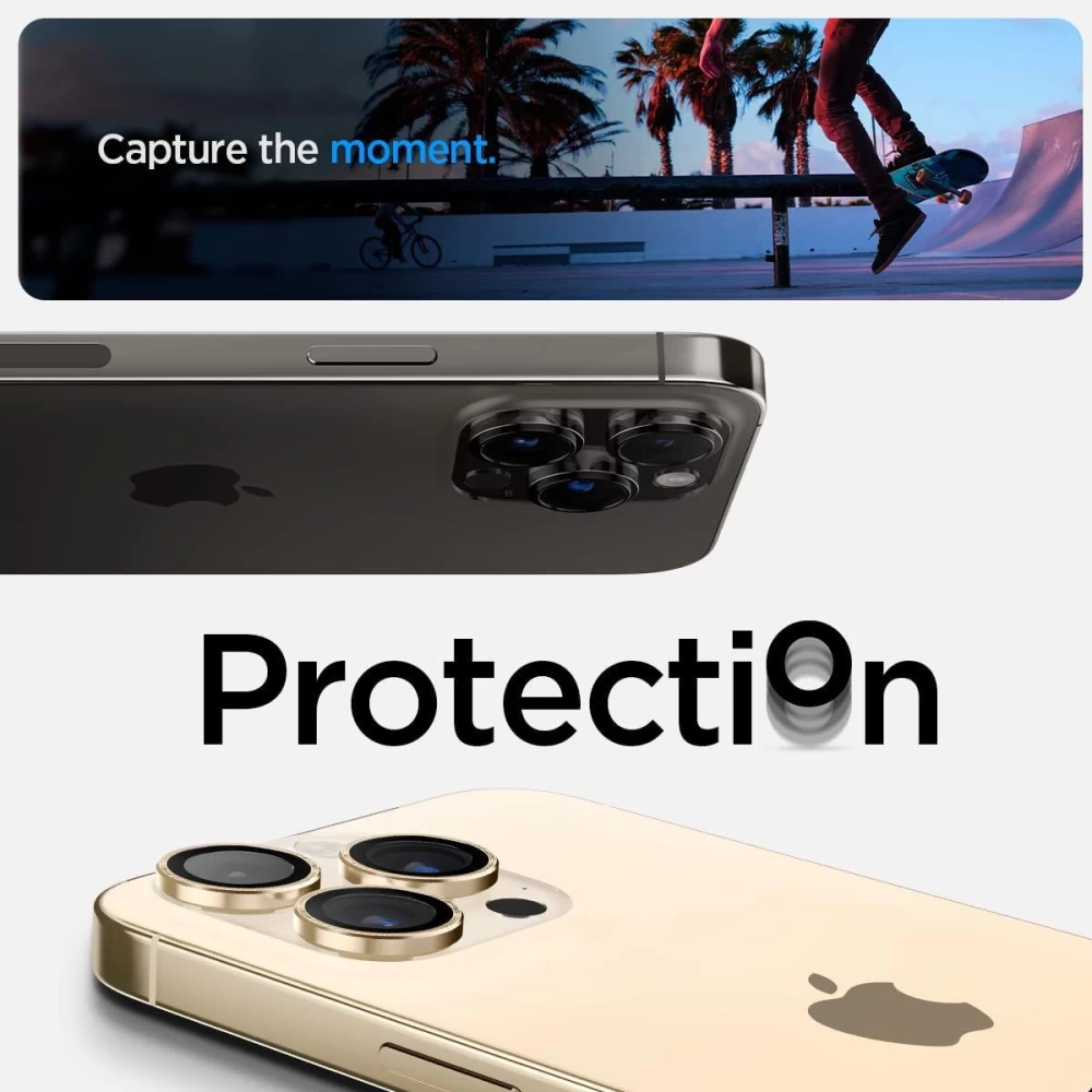 Apple iPhone 14 Pro Max panssarilasi kultainen SPIGEN OPTIK.TR EZ FIT CAMERA PROTECTOR (2-pack)