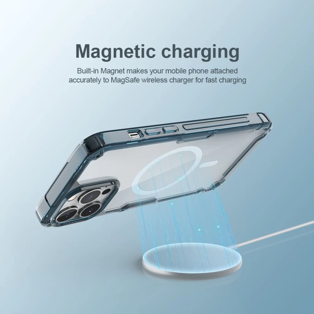 Apple iPhone 14 Pro Max case translucent blue Nillkin TPU Magnetic