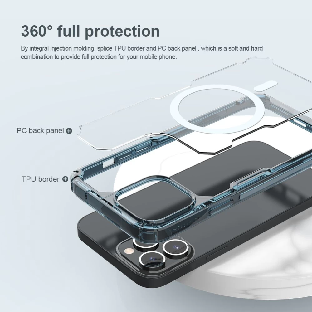 Apple iPhone 14 Pro Max case translucent blue Nillkin TPU Magnetic