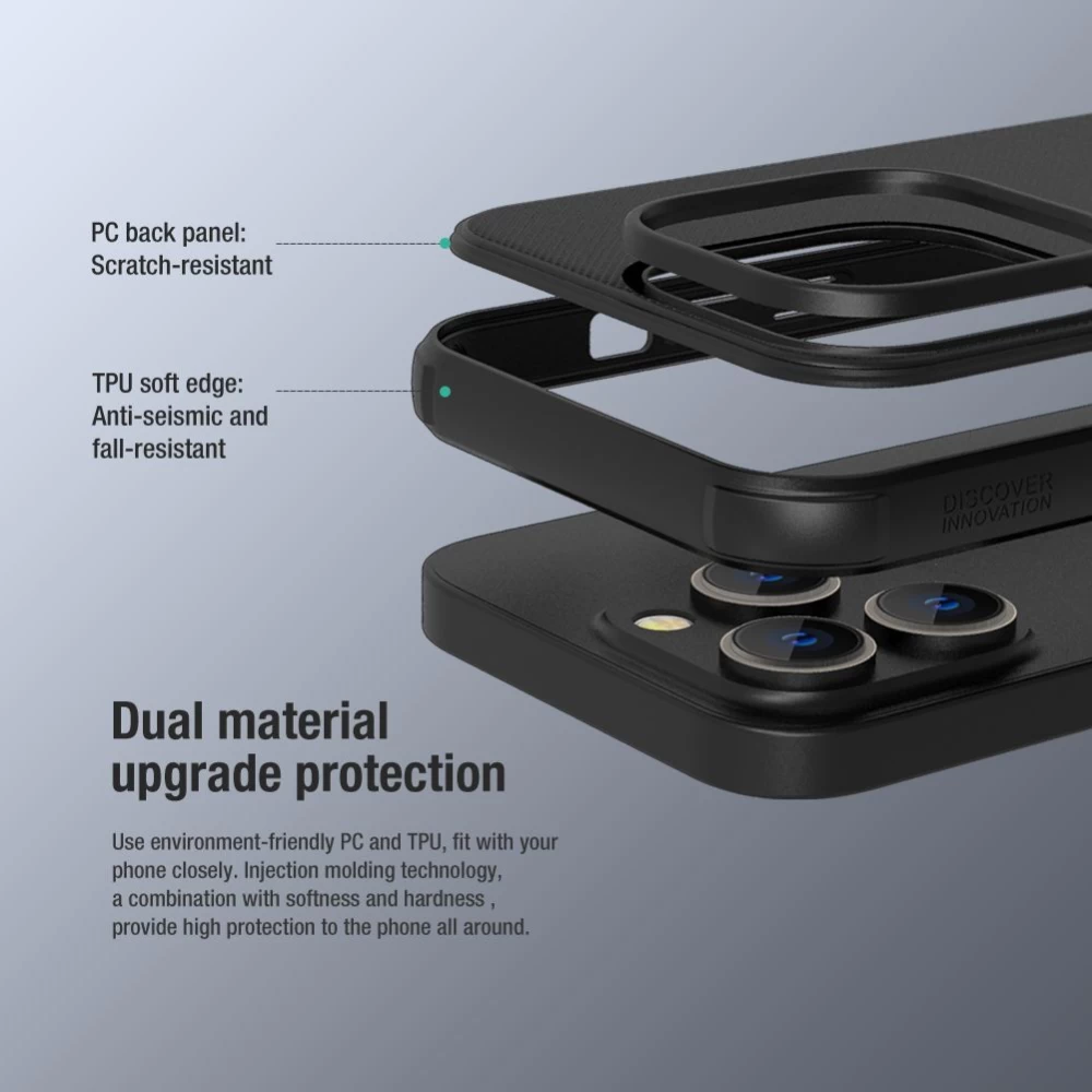 Apple iPhone 14 Pro Max ümbris must Nillkin Super Frosted Shield Magnetic