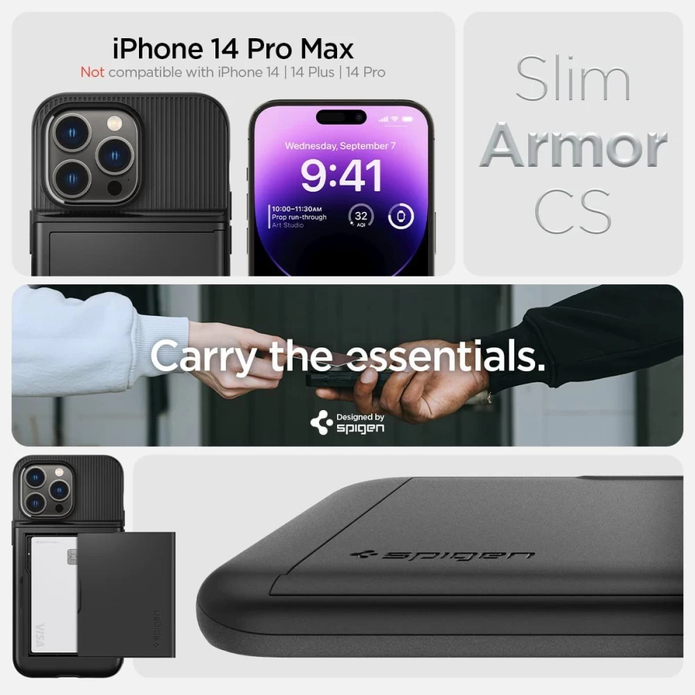 Apple iPhone 14 Pro Max case black SPIGEN SLIM ARMOR CS