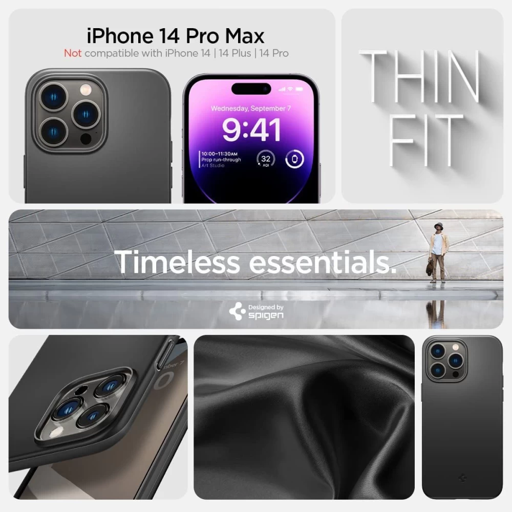 Apple iPhone 14 Pro Max case black SPIGEN THIN FIT