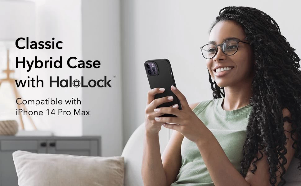 Apple iPhone 14 Pro Max suojakuori musta ESR CLASSIC HYBRID HALOLOCK MAGSAFE