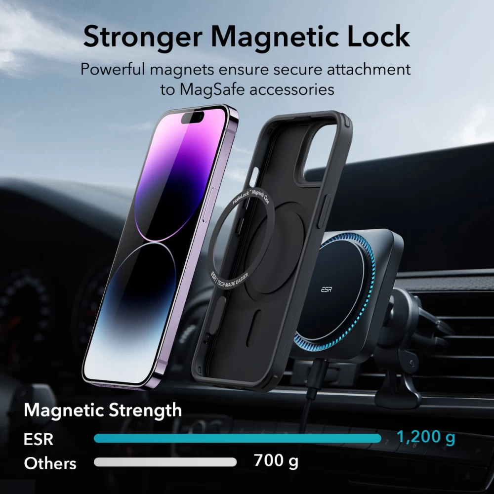 Apple iPhone 14 Pro Max suojakuori musta ESR CLASSIC HYBRID HALOLOCK MAGSAFE
