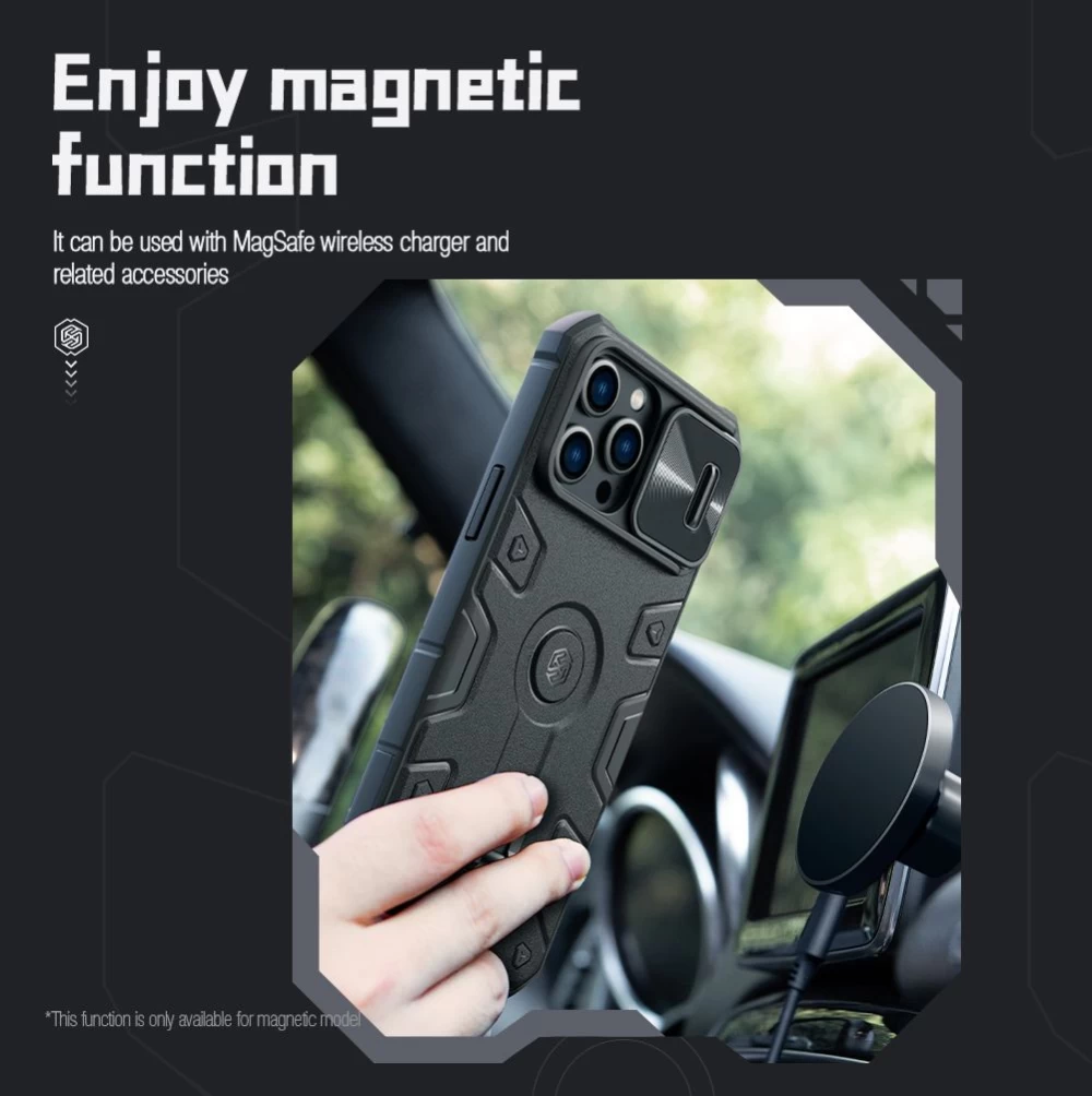 Apple iPhone 14 Pro Max case black Nillkin CamShield Armor Magnetic