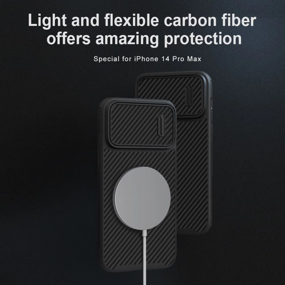 Apple iPhone 14 Pro Max case black Nillkin Synthetic Fiber S Magnetic