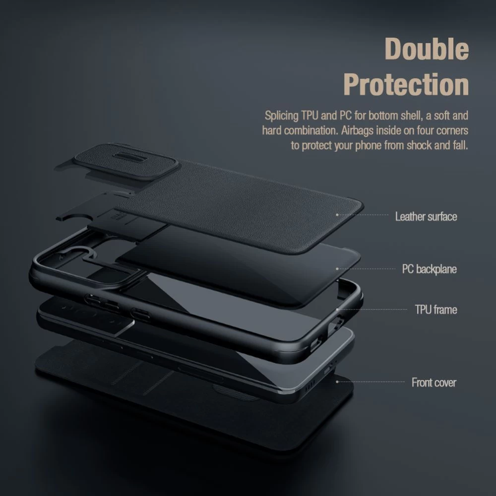Apple iPhone 14 Pro Max case gray Nillkin Qin Leather (Cloth Version)
